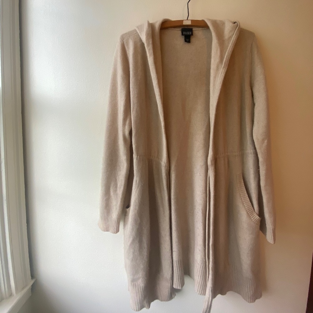 Eileen Fisher Neutral Cashmere Hooded Sweater